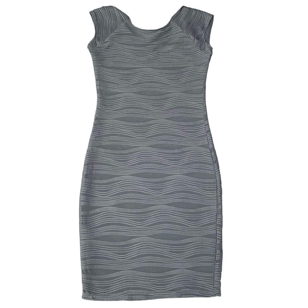 Taydey Womens Medium Gray Bodycon Dress Textured Stretch Sleeveless NWT